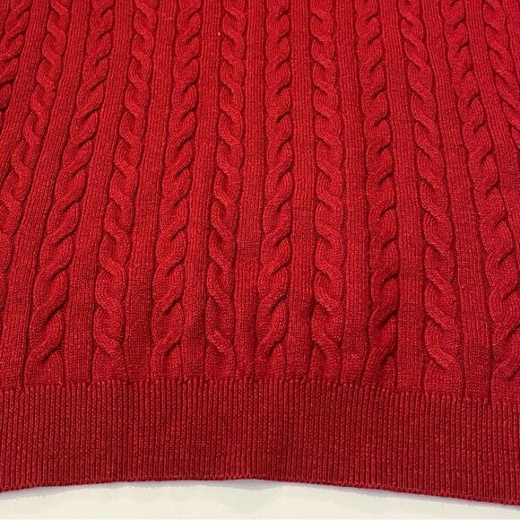 Women's Talbots Allover Cableknit Crew Sweater In Red Pop Size 5p - Picture 9 of 12